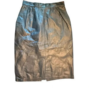 VTG Avanti Size 10 100% Leather Midi Pencil Skirt Office‎ Party Dark Academia